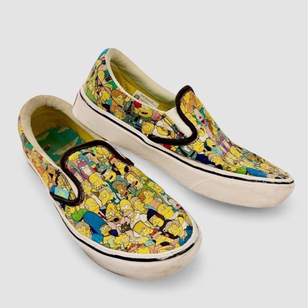 Vans W Sz 6 The Simpsons Springfield Comfycush Slip On Shoes Mens 4.5